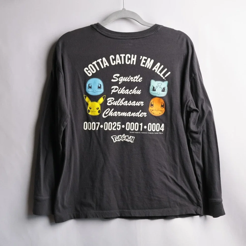 Old Navy Pokemon Boys XL 14-16 Gray Long Sleeve Graphic T-Shirt S/570646-00